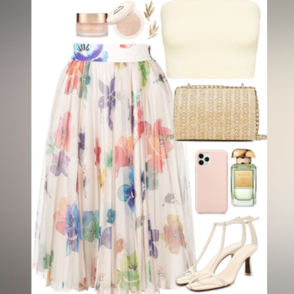 19. NWT OFF-WHITE FLORAL PLEATED SKIRT IT 42 / US MEDIUM/ 6 - Picture 5 of 16